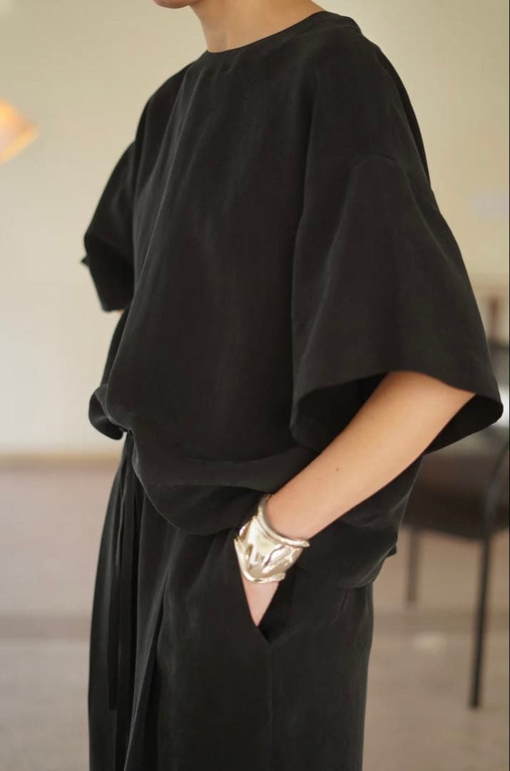 pelleq 黒 リネン　オールインワン