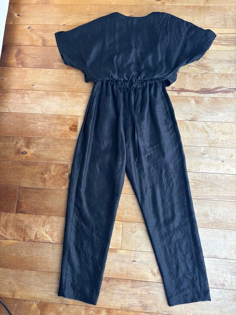 pelleq 黒 リネン　オールインワン