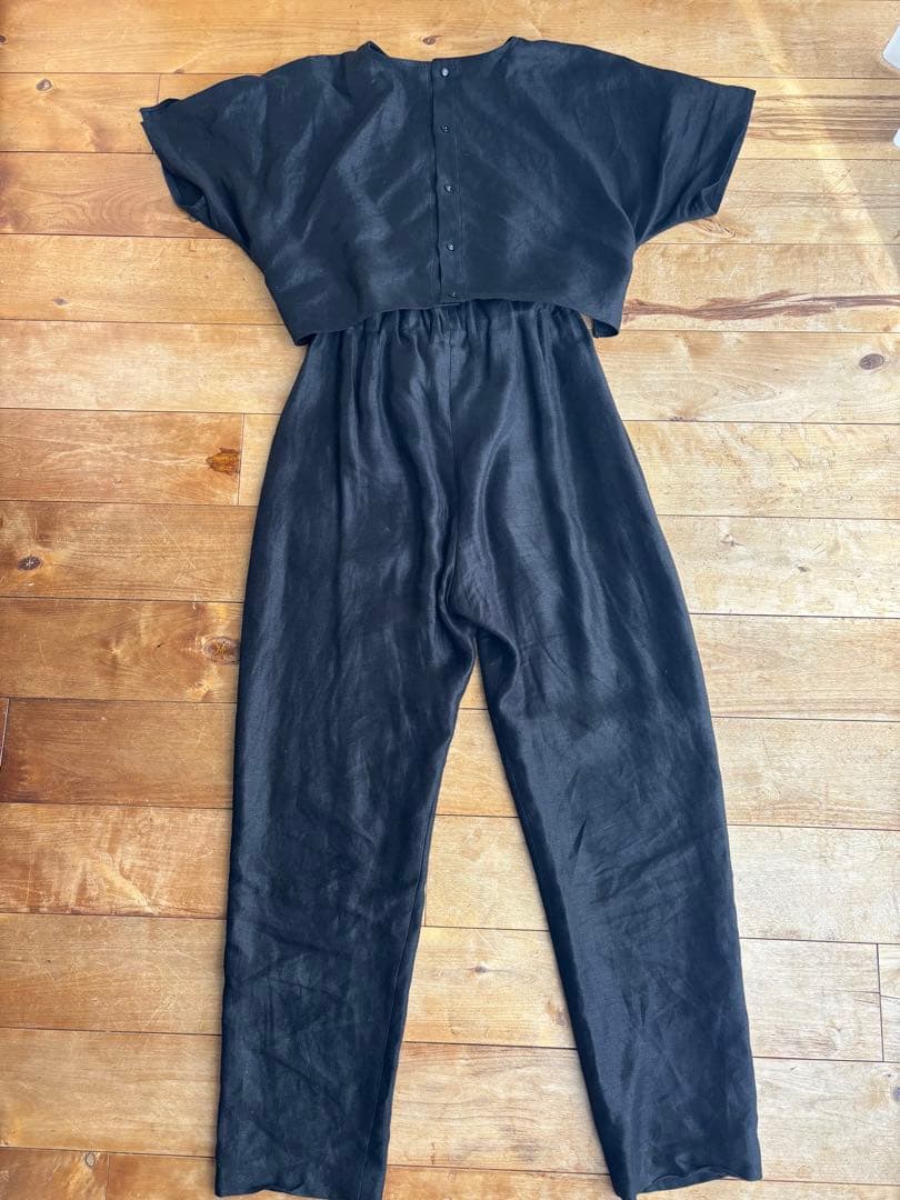 pelleq 黒 リネン　オールインワン