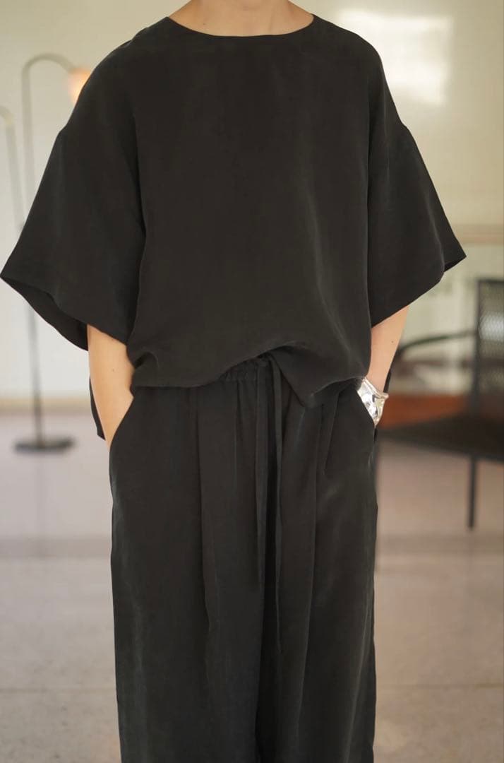 pelleq 黒 リネン　オールインワン