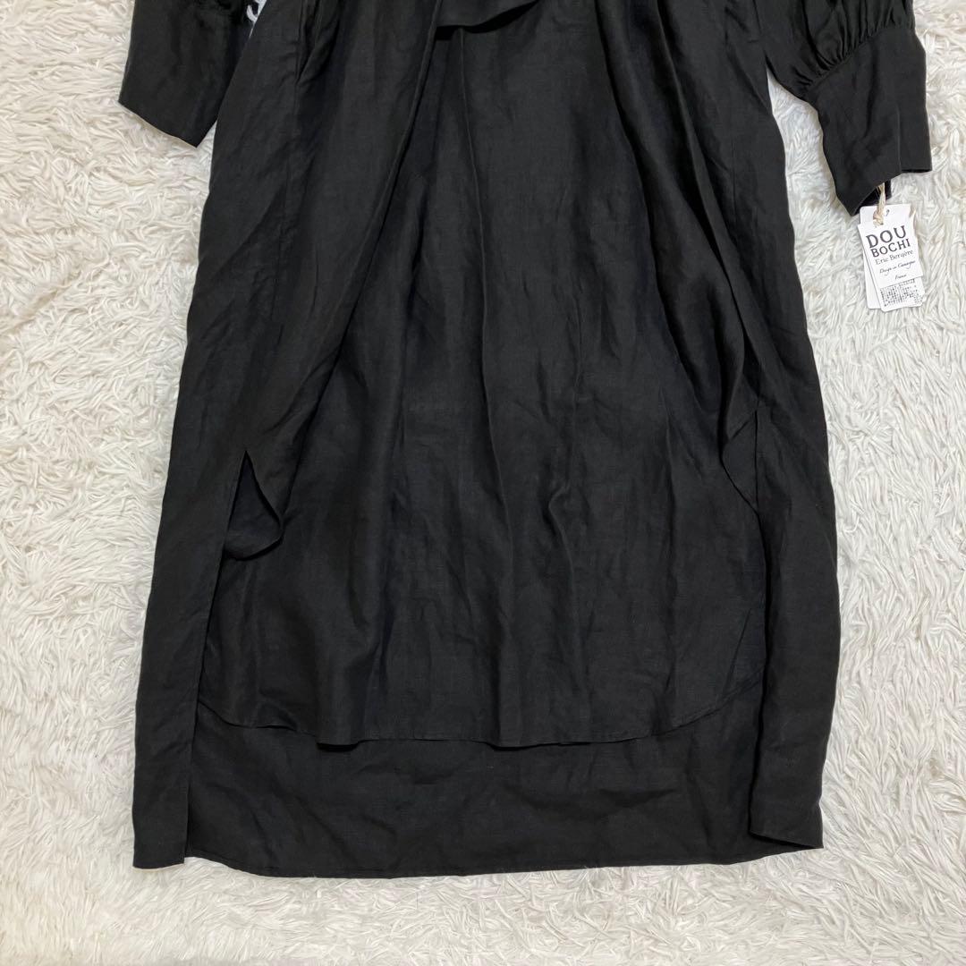 新品 ドゥボキ エリック ベルジェール スキッパーワンピース ベルト 黒 麻