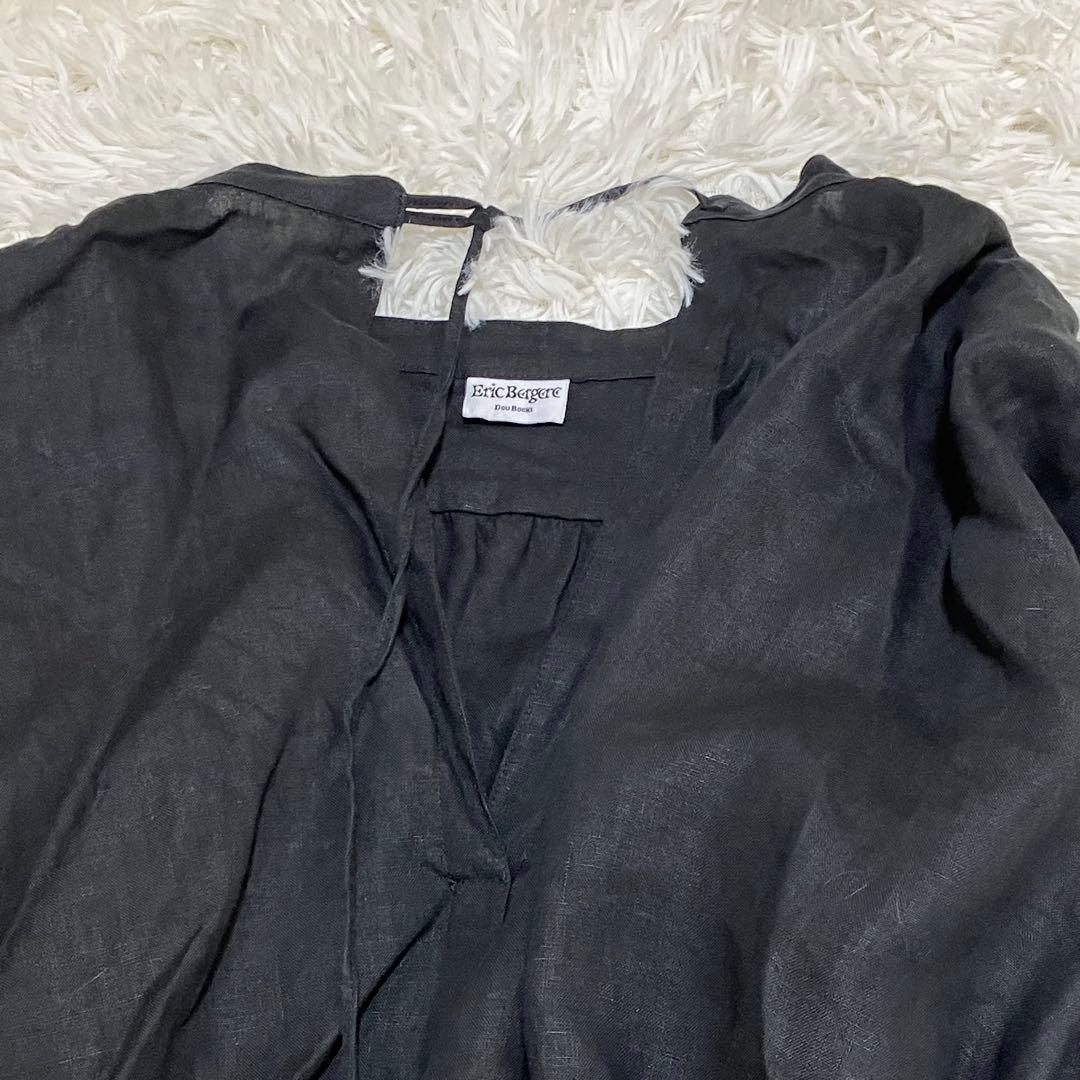 新品 ドゥボキ エリック ベルジェール スキッパーワンピース ベルト 黒 麻