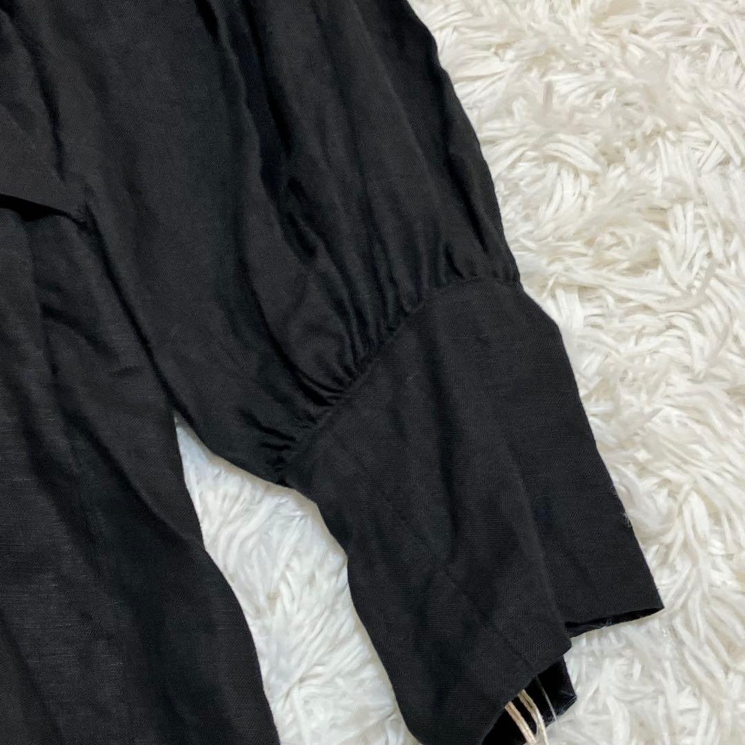 新品 ドゥボキ エリック ベルジェール スキッパーワンピース ベルト 黒 麻