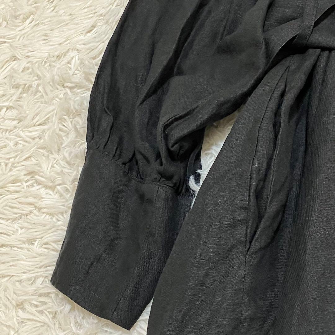 新品 ドゥボキ エリック ベルジェール スキッパーワンピース ベルト 黒 麻