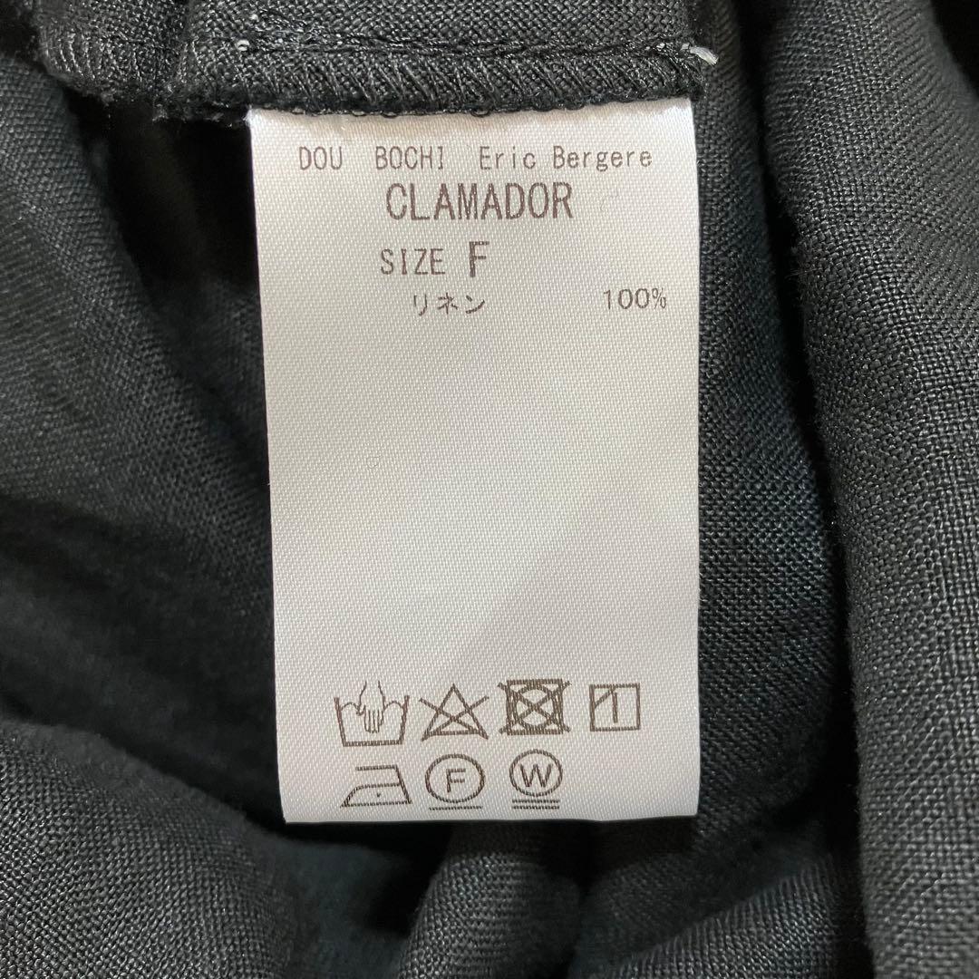 新品 ドゥボキ エリック ベルジェール スキッパーワンピース ベルト 黒 麻