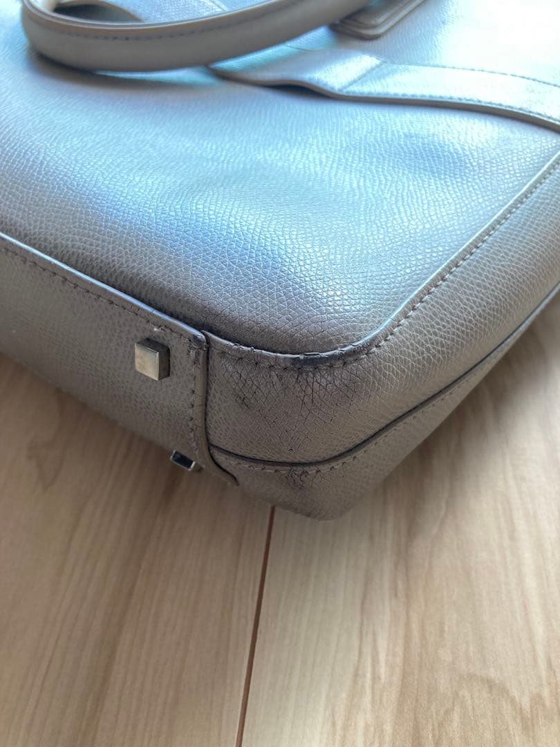 FURLA ライトグレー　レザーブリーフケース MAN MARTE