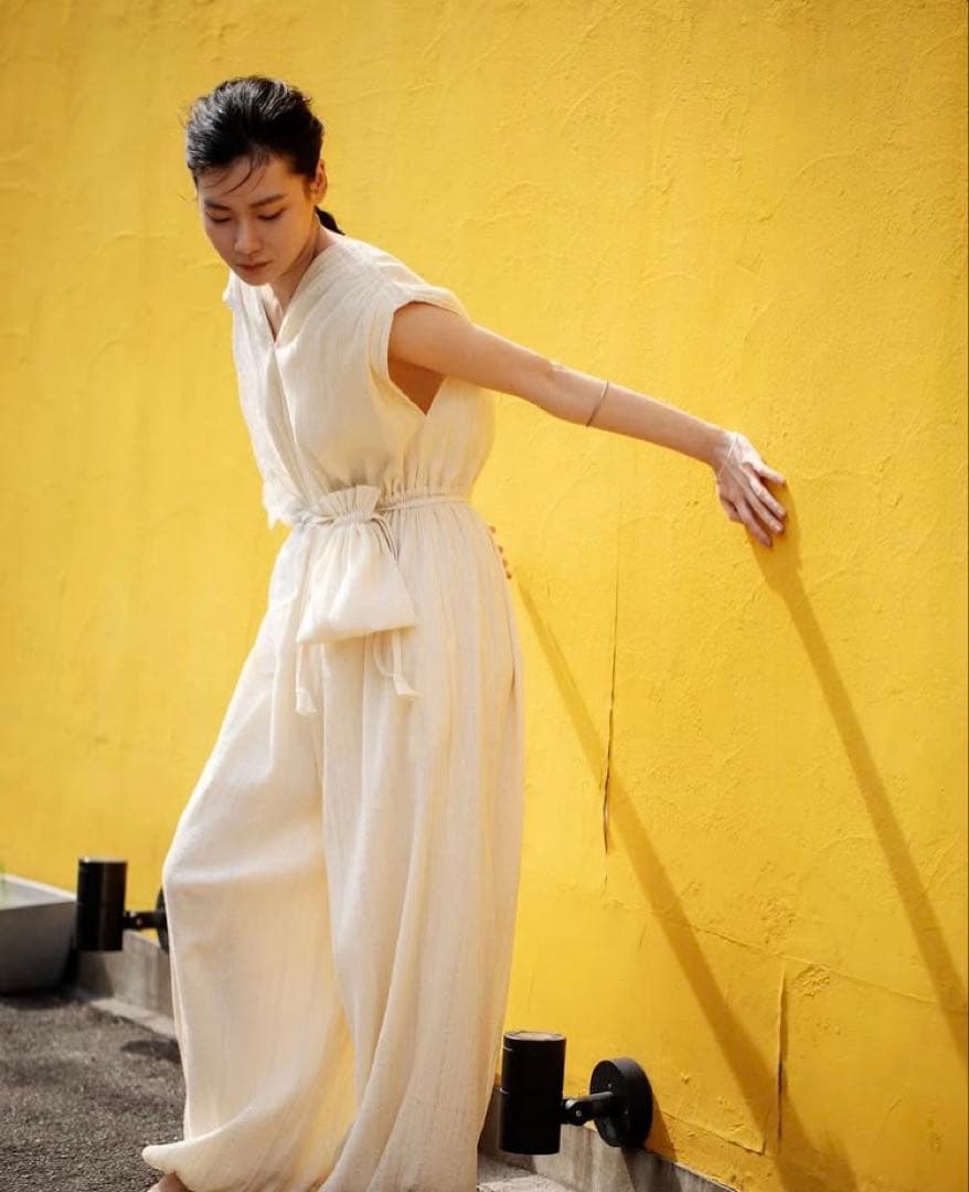 ✨未使用品✨ Sara mallika オールインワン ラメストライプ エクリュ