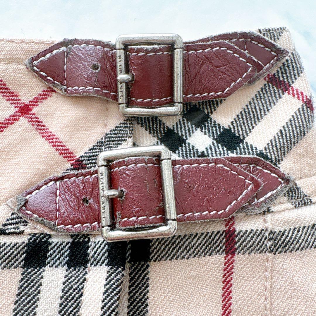 バーバリー ブルーレーベル プリーツ ミニ スカート ノバチェック ウール