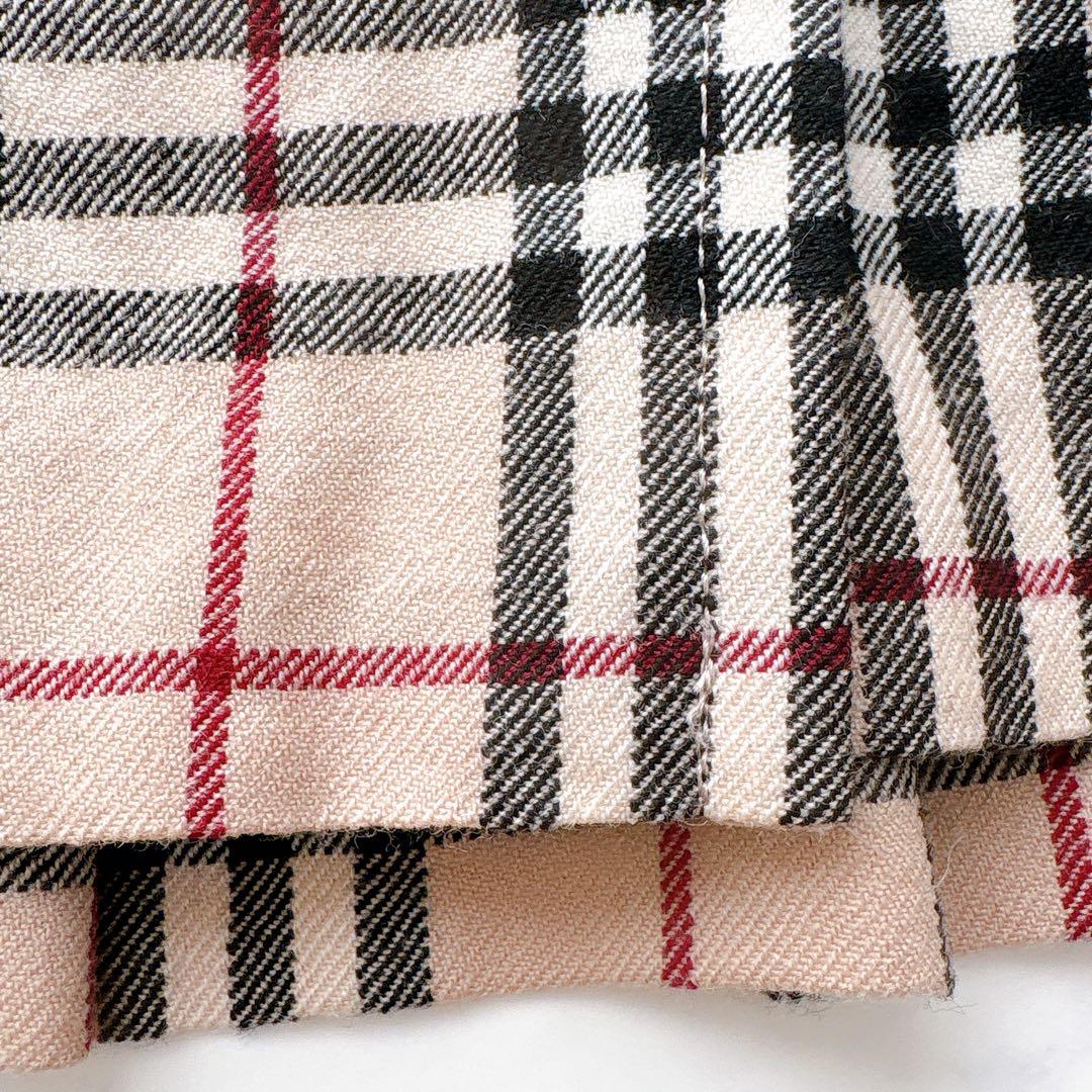 バーバリー ブルーレーベル プリーツ ミニ スカート ノバチェック ウール