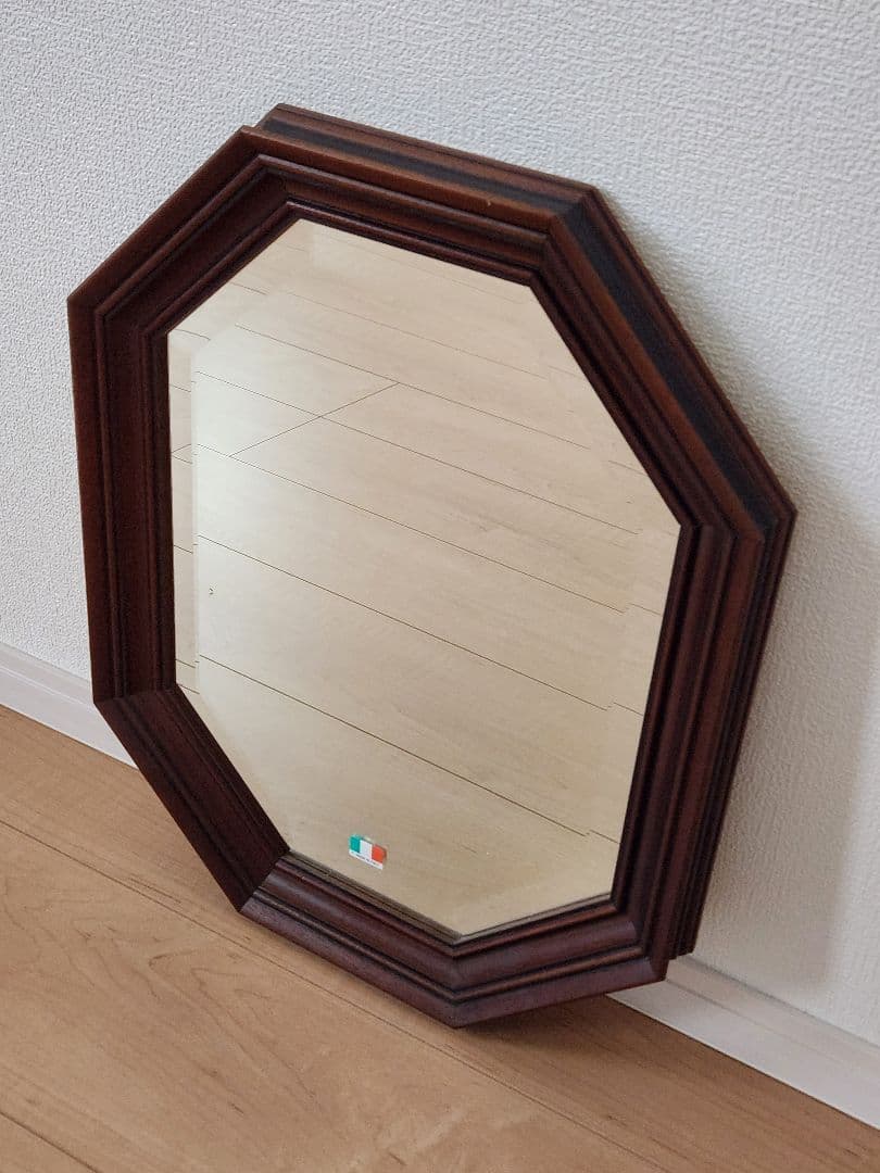 壁掛け ミラー 鏡 イタリア製 八角鏡 ヴィンテージ 蚤の市