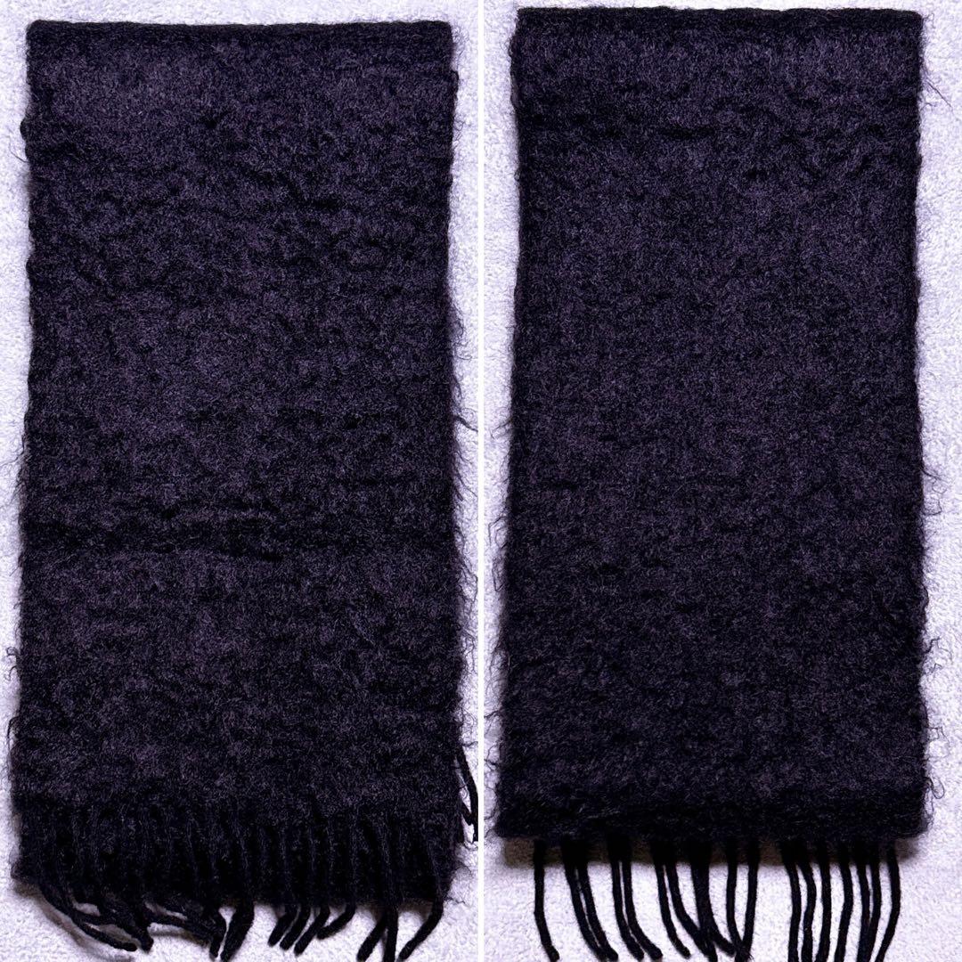 【未使用】LOEWE マフラー モヘア アナグラム フリンジ ブラック ロング