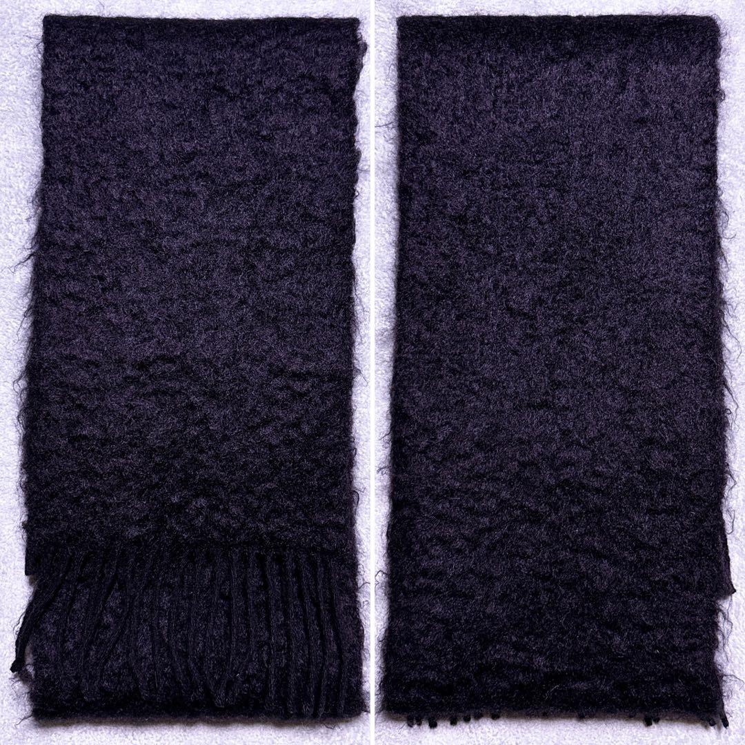 【未使用】LOEWE マフラー モヘア アナグラム フリンジ ブラック ロング