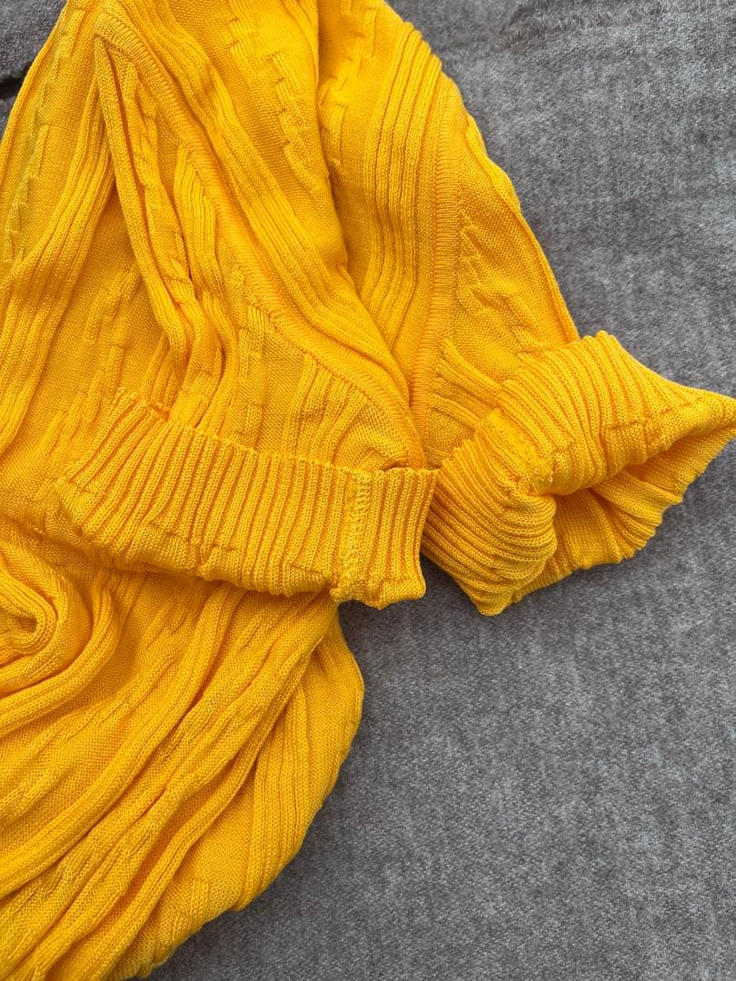 花Diorディオールサマーニット前開きシャツリブニット橙色