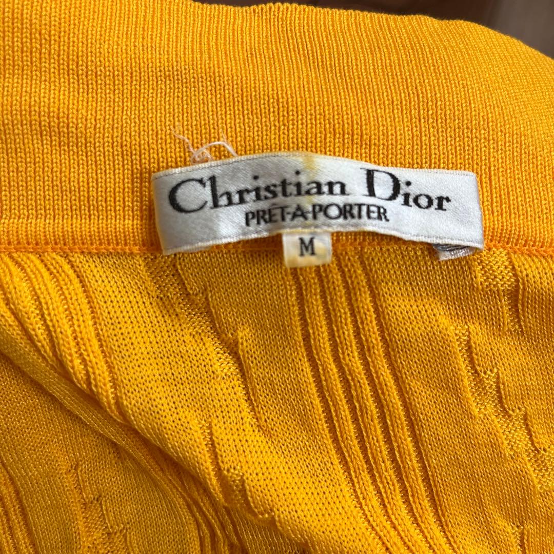 花Diorディオールサマーニット前開きシャツリブニット橙色