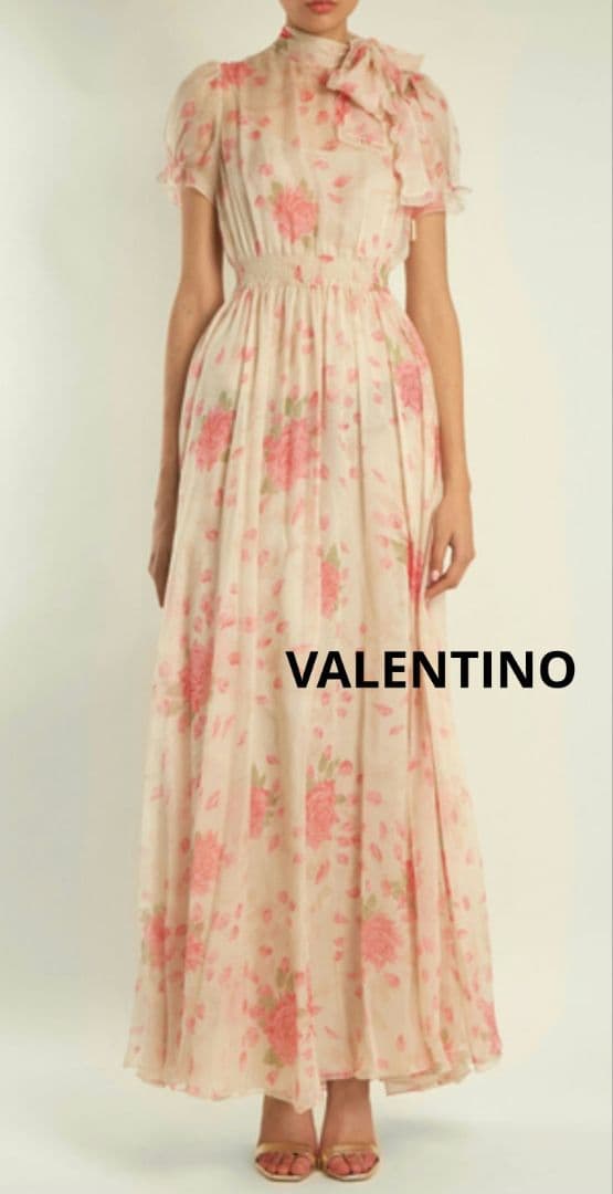 VALENTINO ヴァレンティノ シルクシフォンドレス ローズプリント