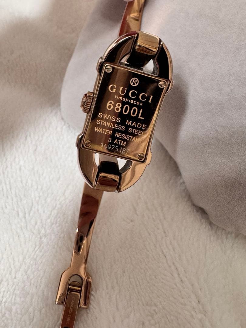 GUCCI 腕時計　レディース　ピンクシェル　6800L 美品 電池切れ 箱付き