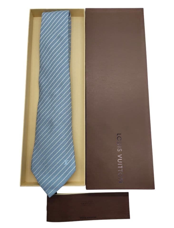 【LOUISVUITTON】美品　レジメンタル　ネクタイ　メンズ　スカイブルー