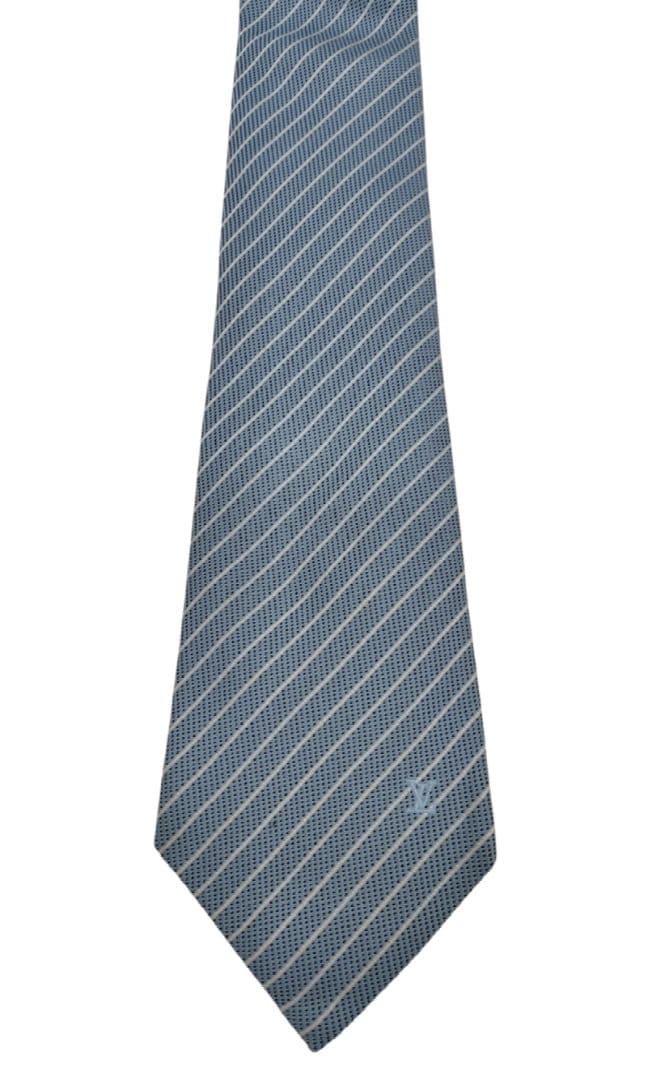 【LOUISVUITTON】美品　レジメンタル　ネクタイ　メンズ　スカイブルー