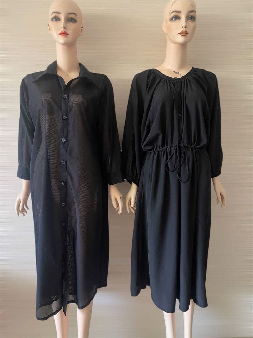 ぎど　ワンピース　Lサイズ　黒の長袖ワンピース（紐でしばる物）