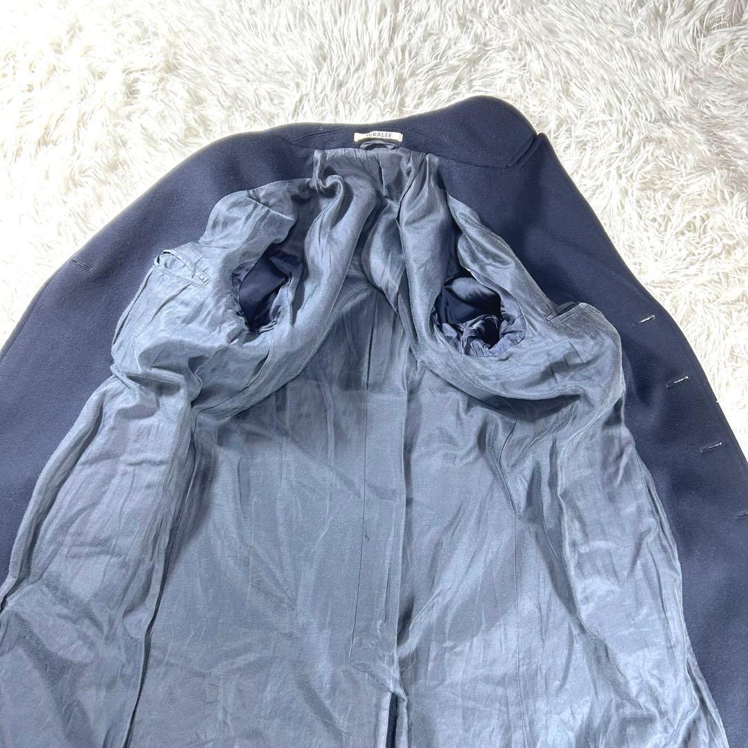 美品✨AURALEE BEAVER MELTON LONG P-COAT 紺　0