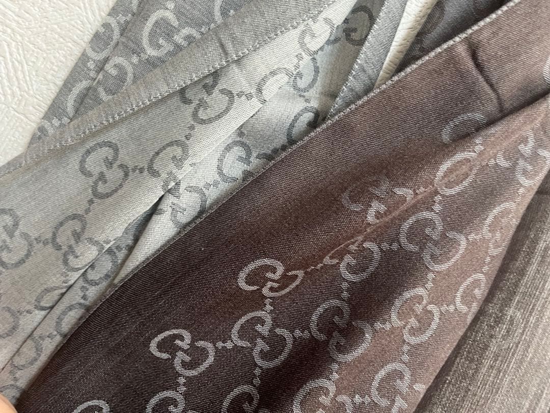 2点セット GUCCI 大判ストールマフラー GGロゴ グレー ブラウン
