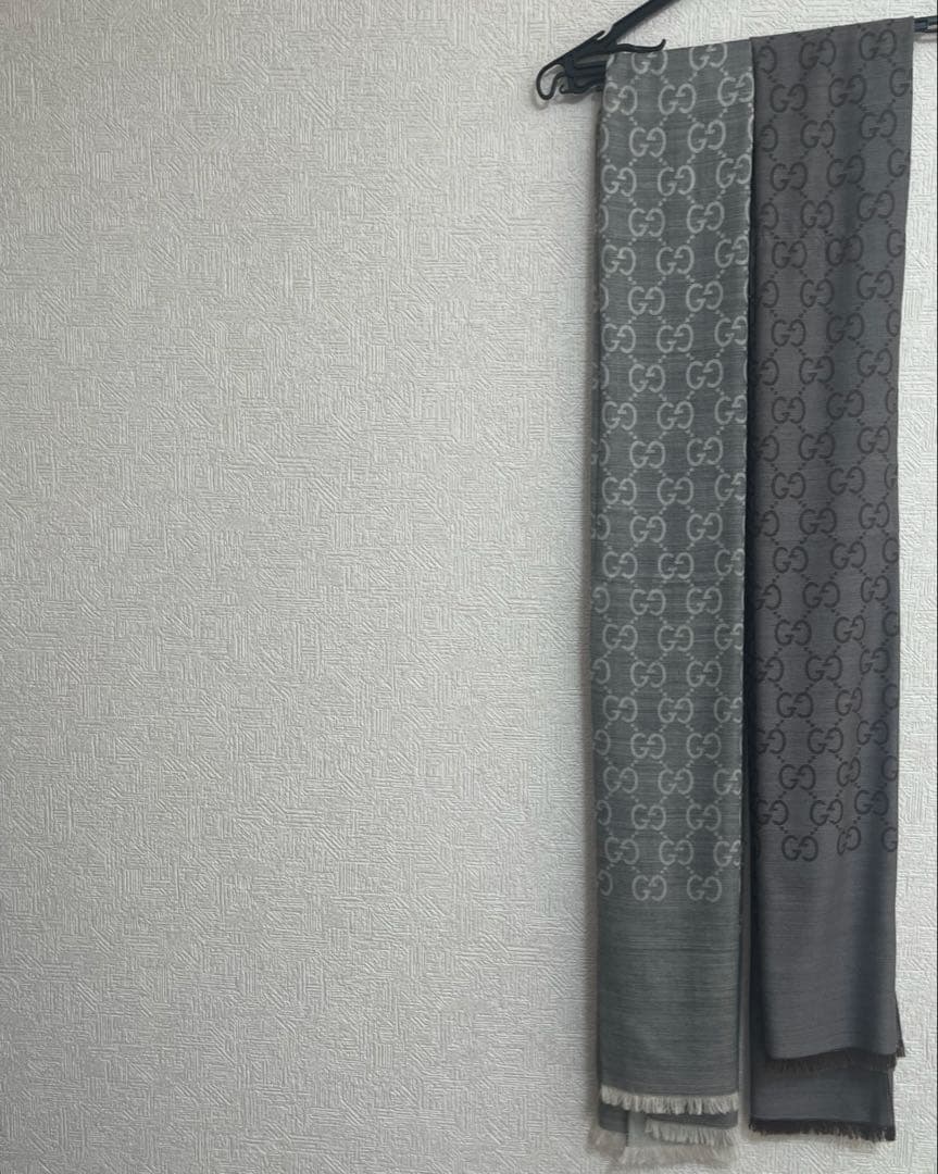 2点セット GUCCI 大判ストールマフラー GGロゴ グレー ブラウン