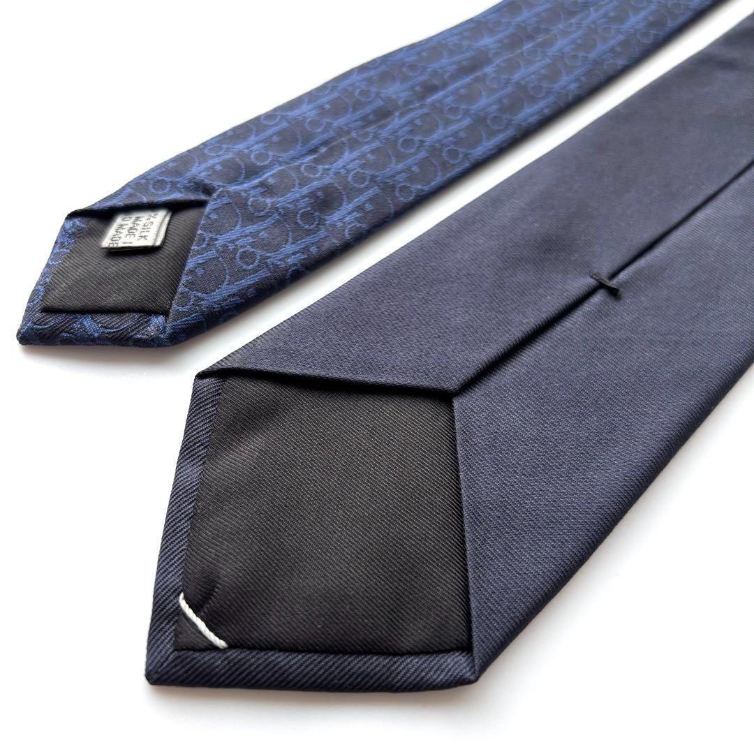꧁極美品꧂ ディオール ネクタイ ナロータイ オブリーク トロッター ネイビー
