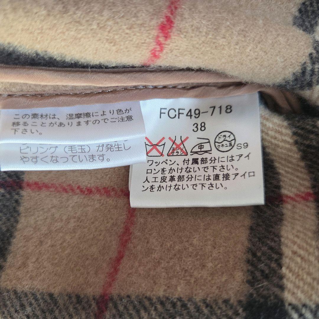 BURBERRYノバチェック　ホースロゴ刺繍　フーデットコート　レザー　ウール