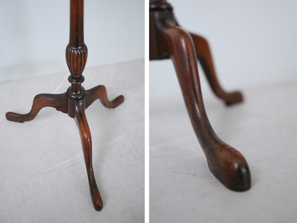 英国アンティーク木製ワインテーブル/サイドテーブル/丸机/飾り棚(89-102)