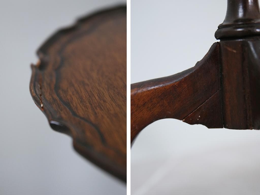 英国アンティーク木製ワインテーブル/サイドテーブル/丸机/飾り棚(89-102)