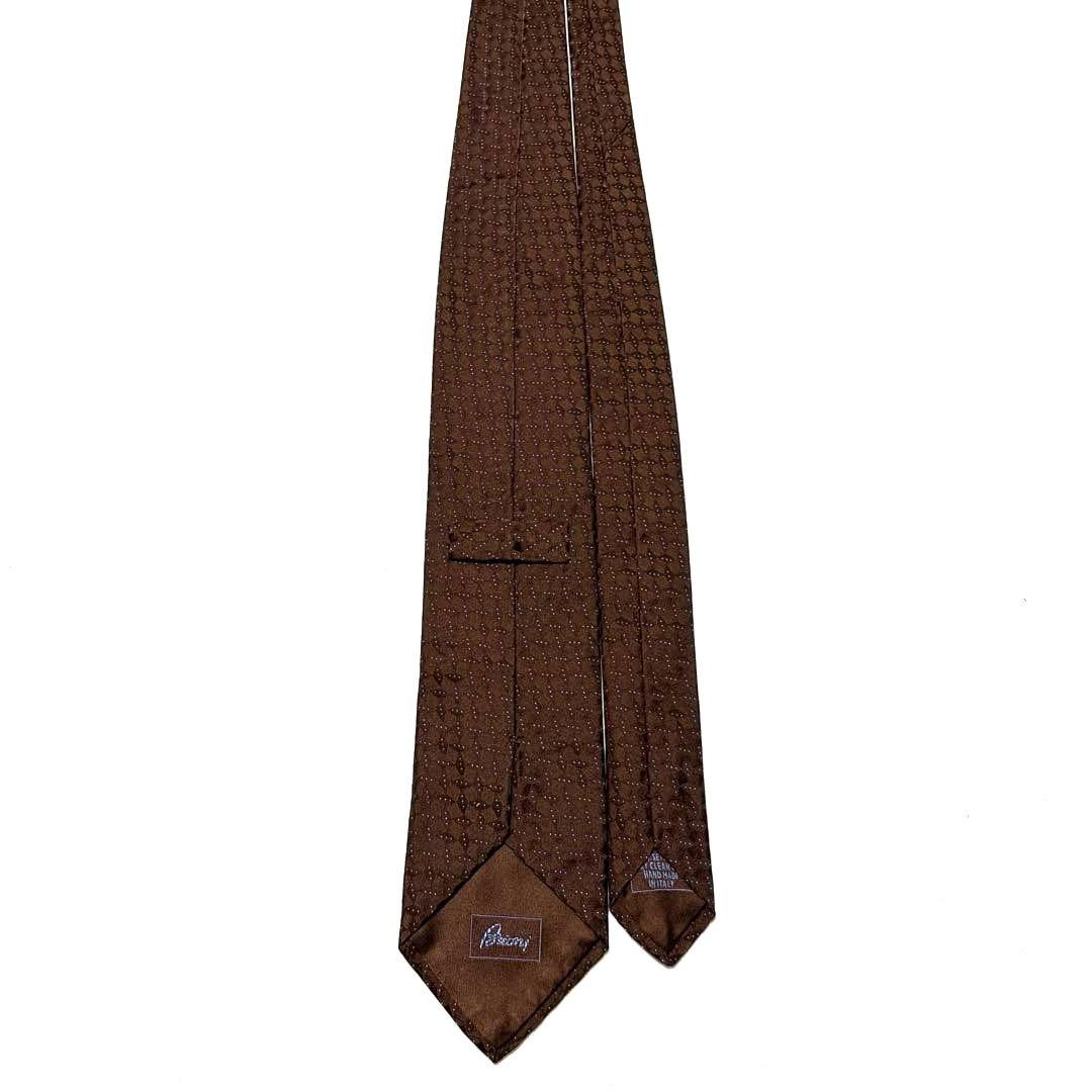 極美品　Brioni ブリオーニ　ネクタイ　ブラウン　ドット　光沢