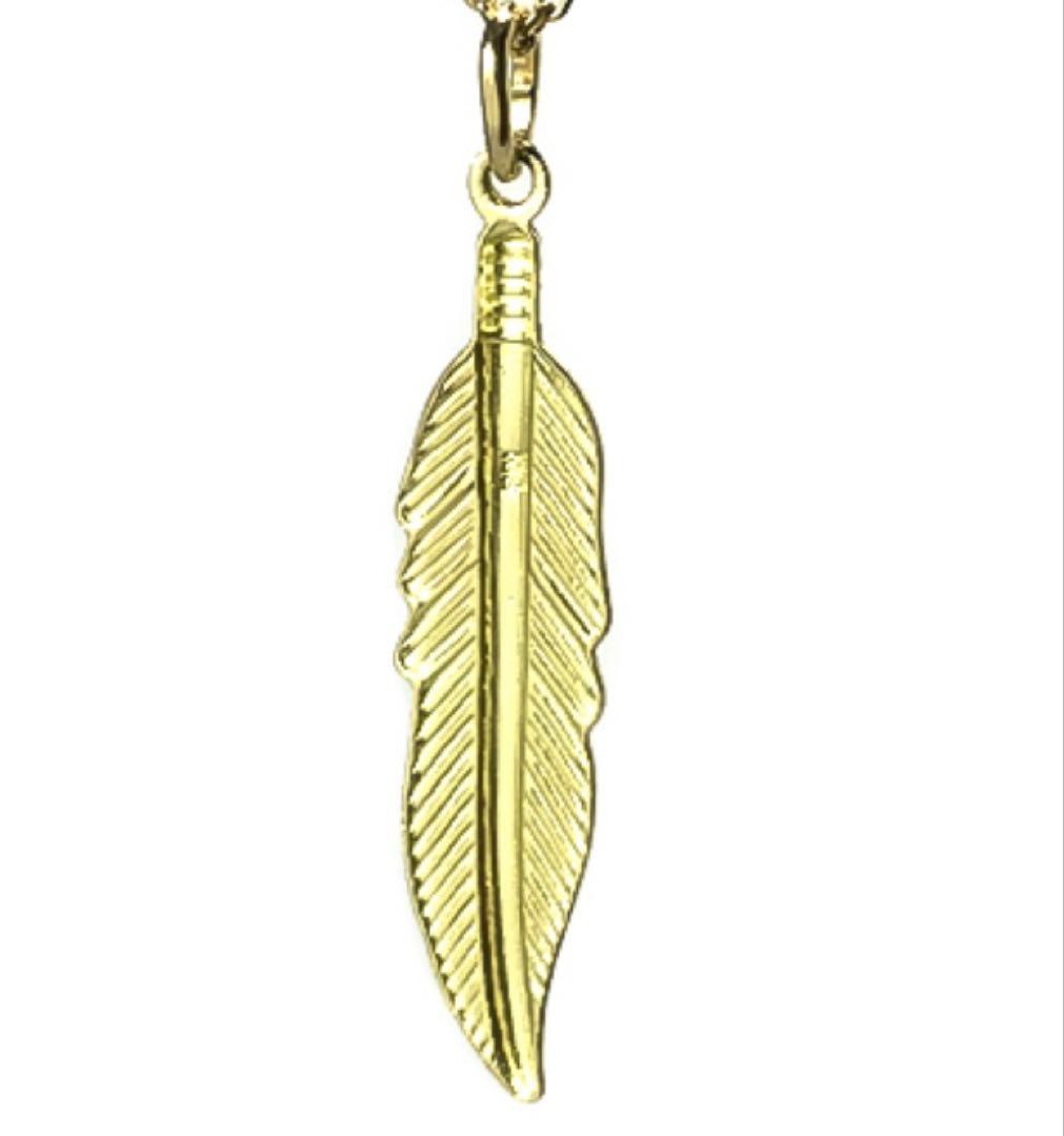 フェザー 18金無垢 ペンダントトップ ハンドメイド K18