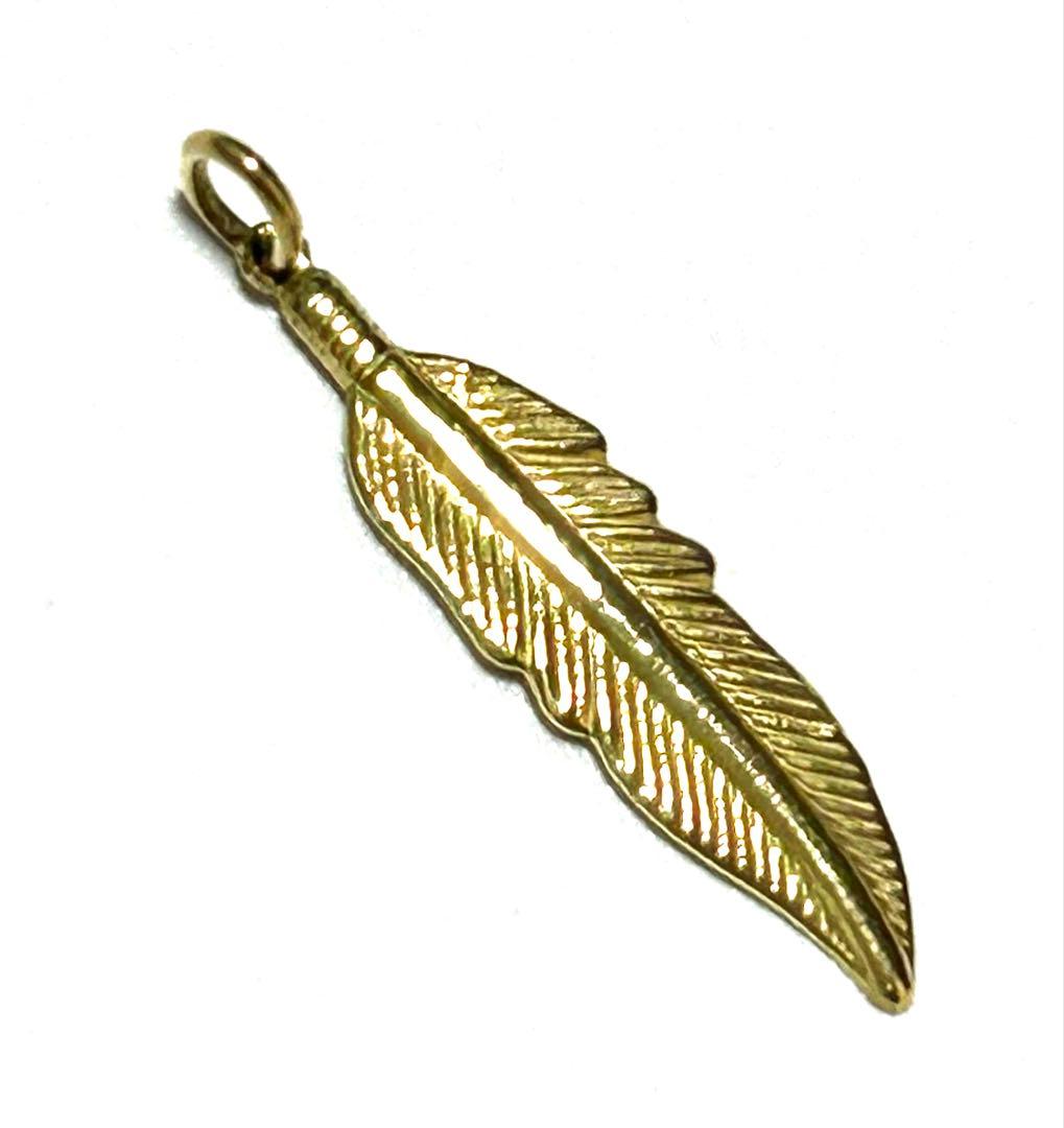 フェザー 18金無垢 ペンダントトップ ハンドメイド K18
