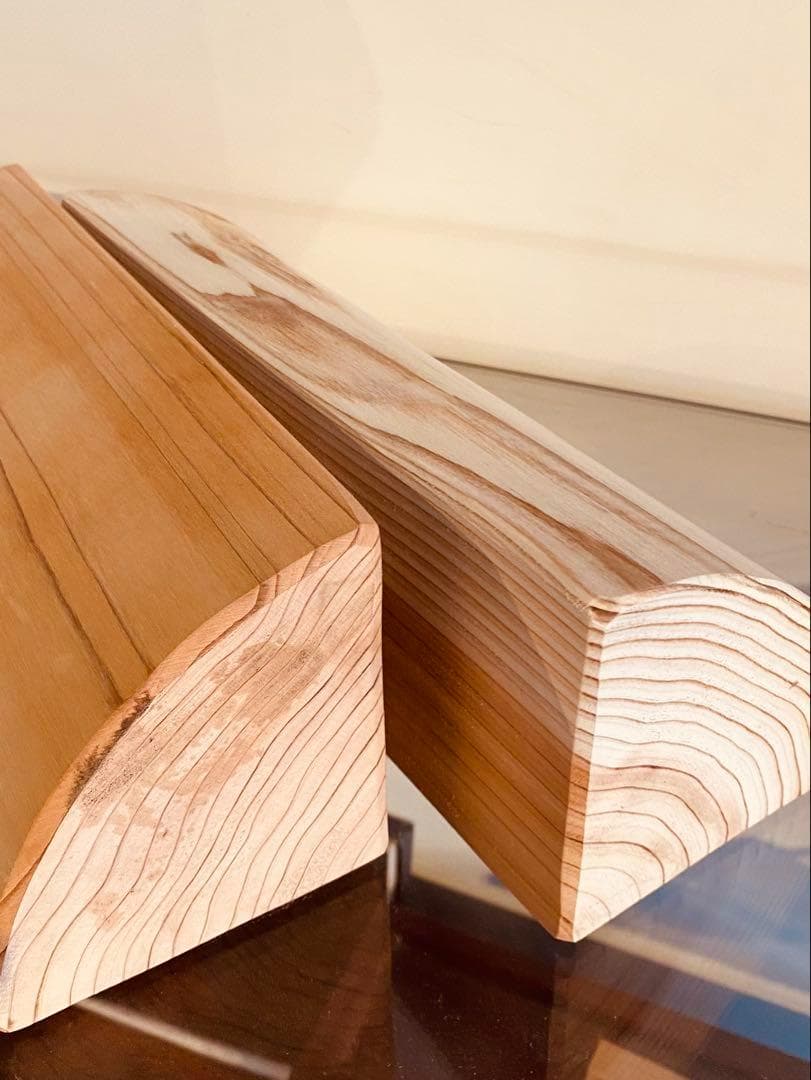 金山杉のクォーターラウンドヨガブロック　2個セット