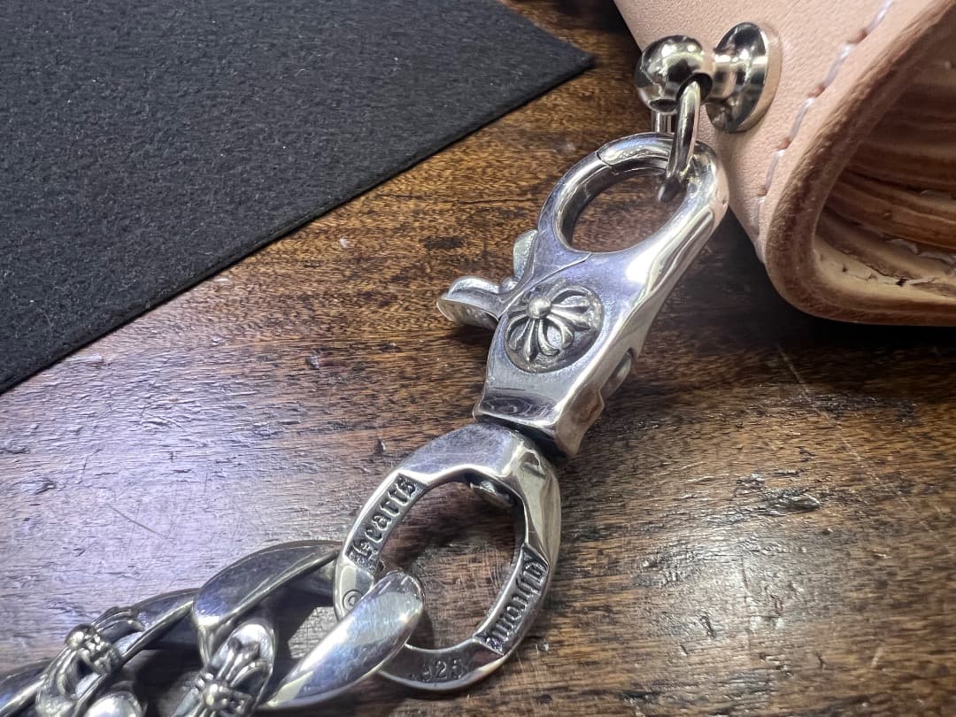 バイカー必須　ウォレット用プレーン　シルバーチェーン　TYPE1　QBKL012