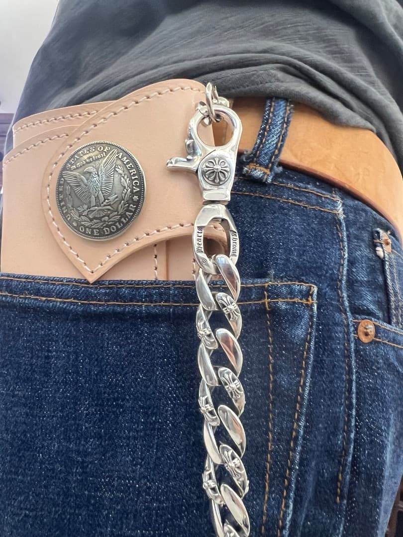 バイカー必須　ウォレット用プレーン　シルバーチェーン　TYPE1　QBKL012