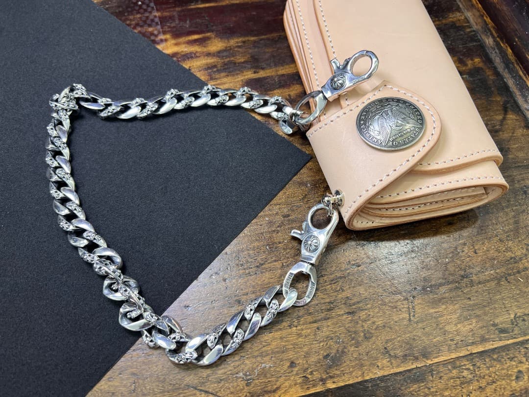 バイカー必須　ウォレット用プレーン　シルバーチェーン　TYPE1　QBKL012