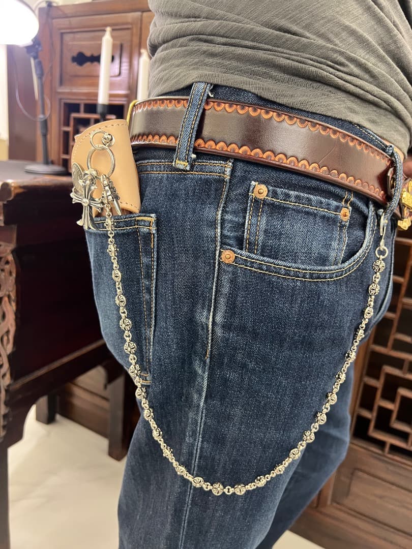 バイカー必須　ウォレット用プレーン　シルバーチェーン　TYPE1　QBKL012