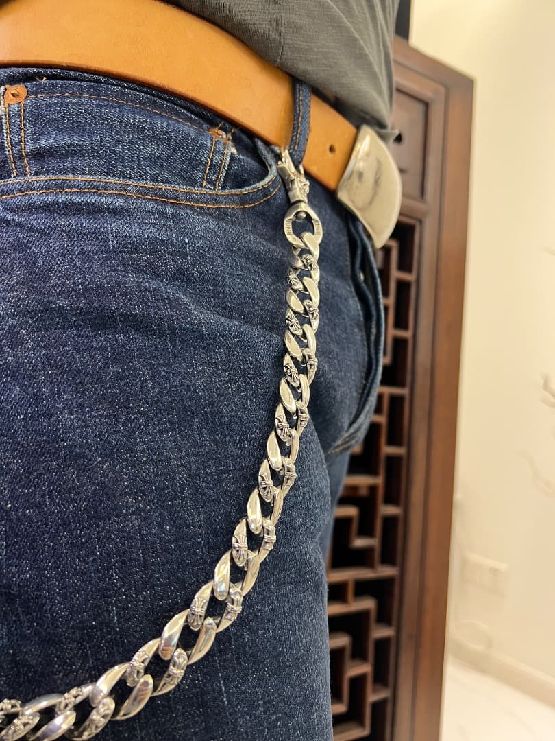 バイカー必須　ウォレット用プレーン　シルバーチェーン　TYPE1　QBKL012