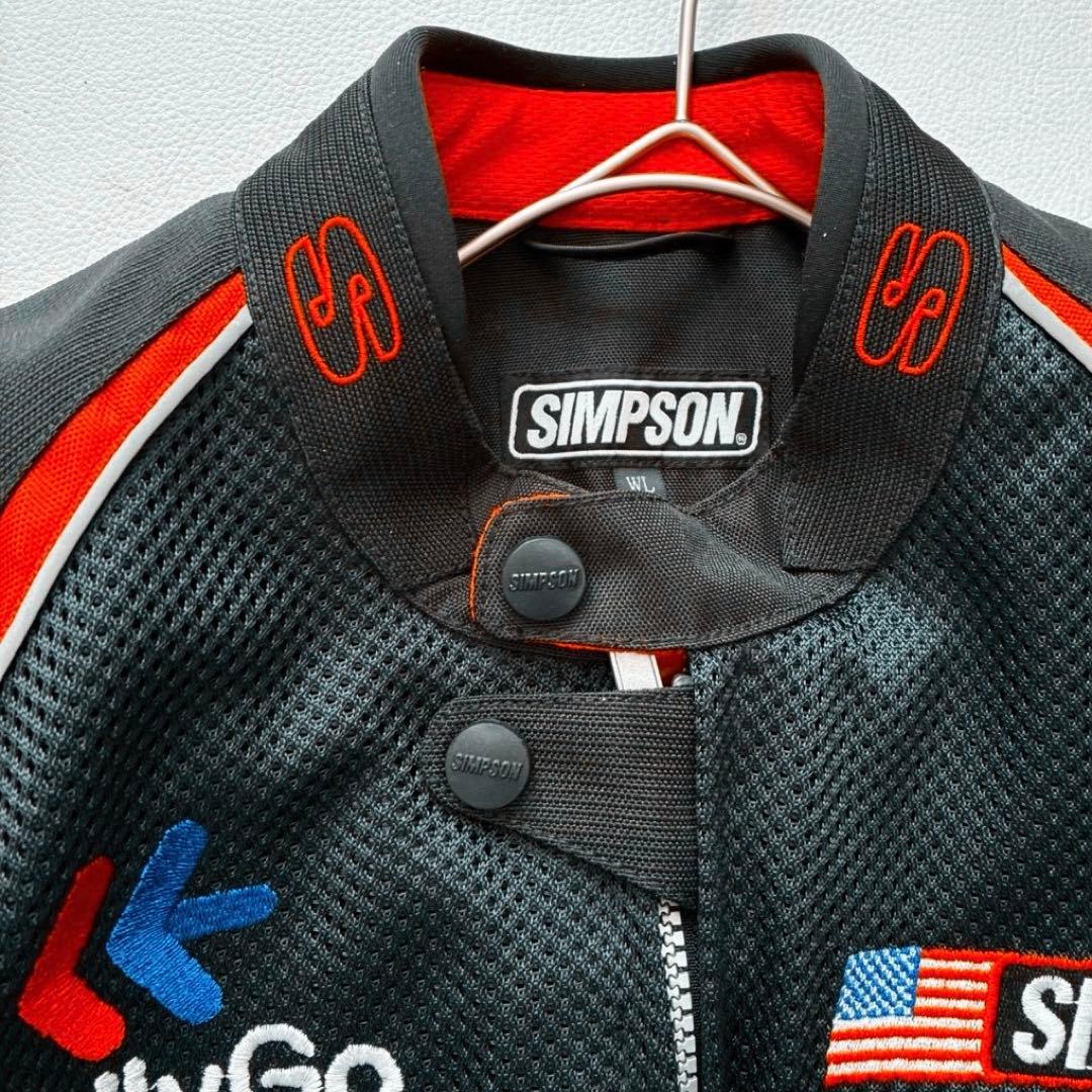 【なかむー】シンプソン メッシュ ライダースジャケット プロテクター 黒