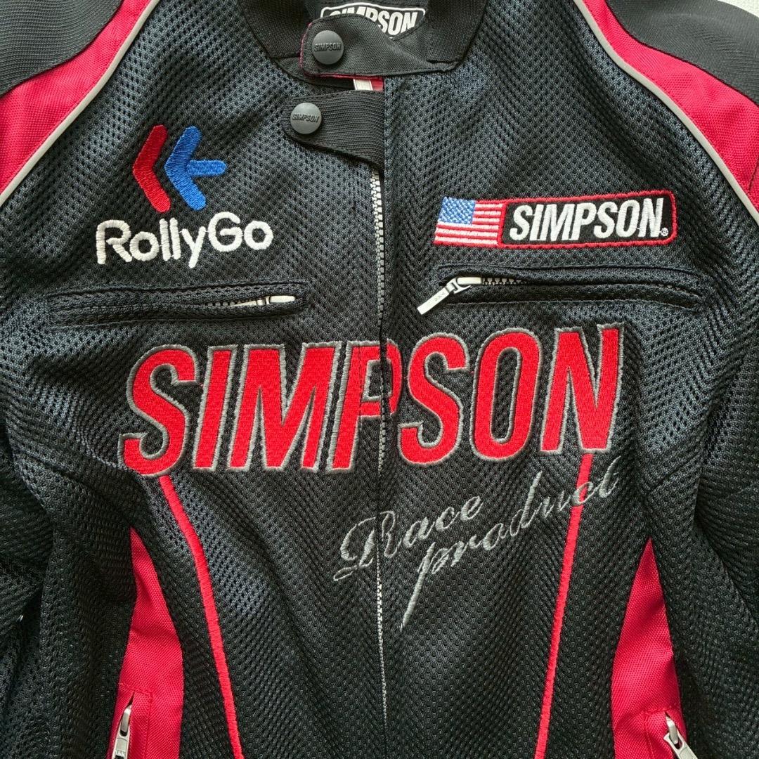 【なかむー】シンプソン メッシュ ライダースジャケット プロテクター 黒