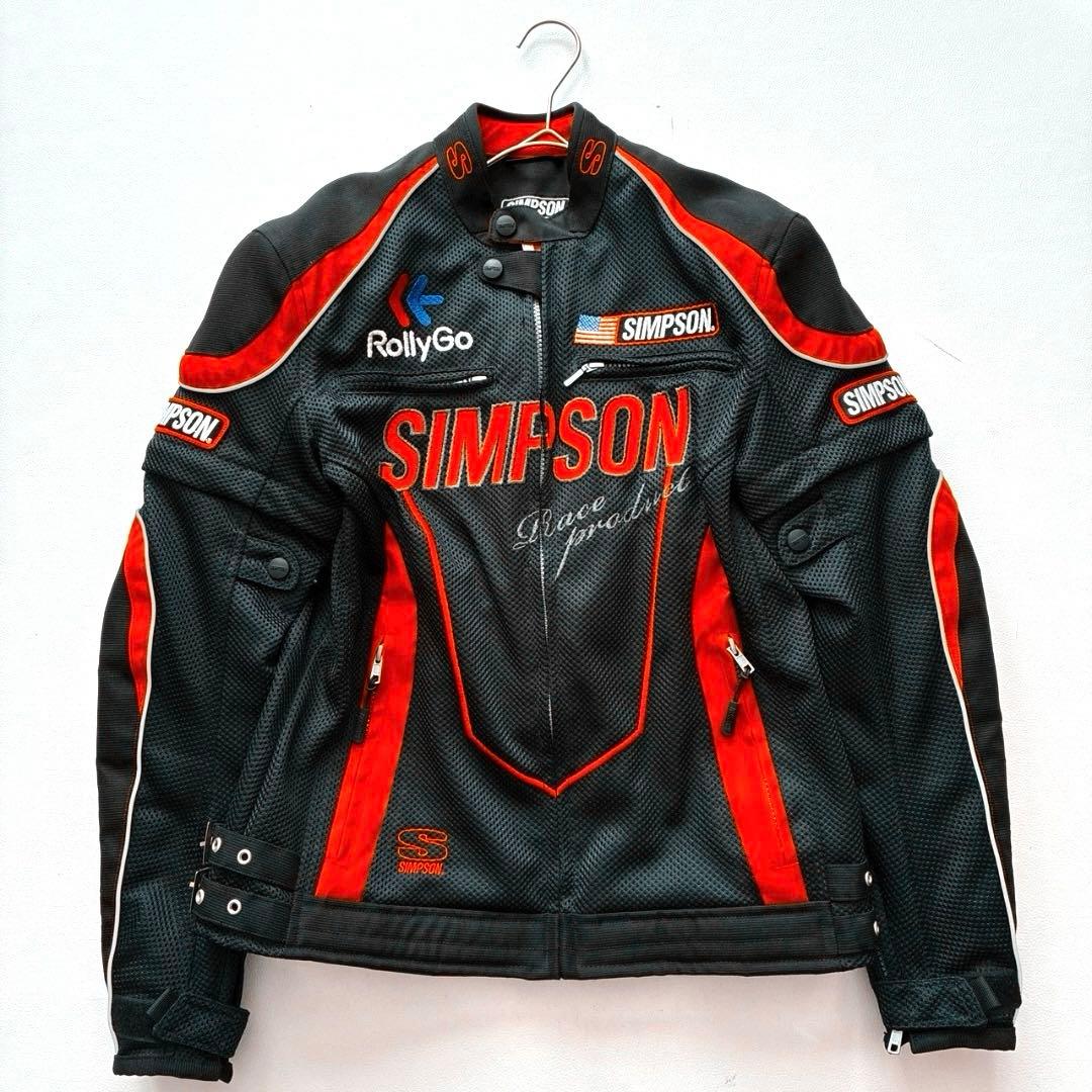 【なかむー】シンプソン メッシュ ライダースジャケット プロテクター 黒
