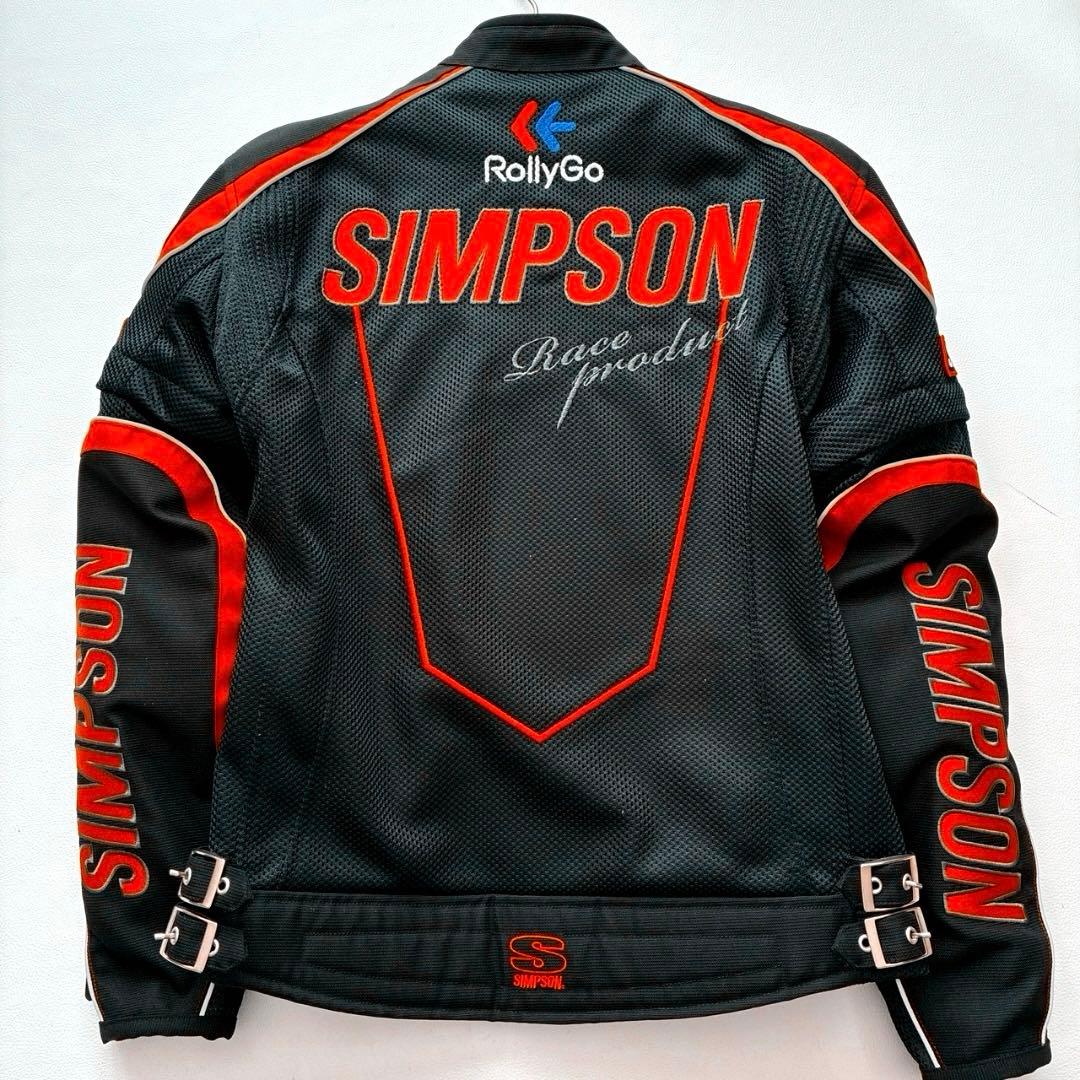 【なかむー】シンプソン メッシュ ライダースジャケット プロテクター 黒
