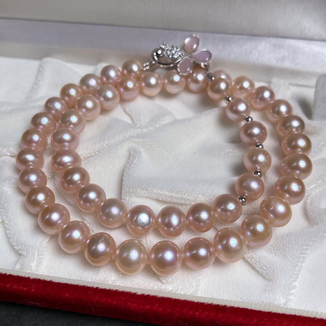 本真珠 パールネックレス 約8.3-9.5mm ピンクジュエリー