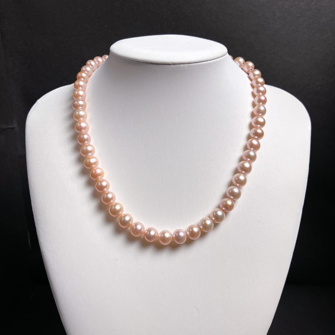 本真珠 パールネックレス 約8.3-9.5mm ピンクジュエリー