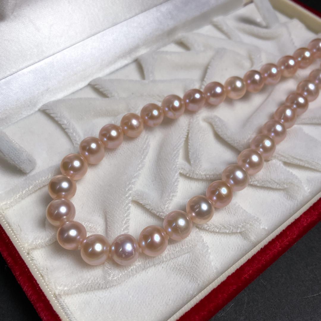 本真珠 パールネックレス 約8.3-9.5mm ピンクジュエリー