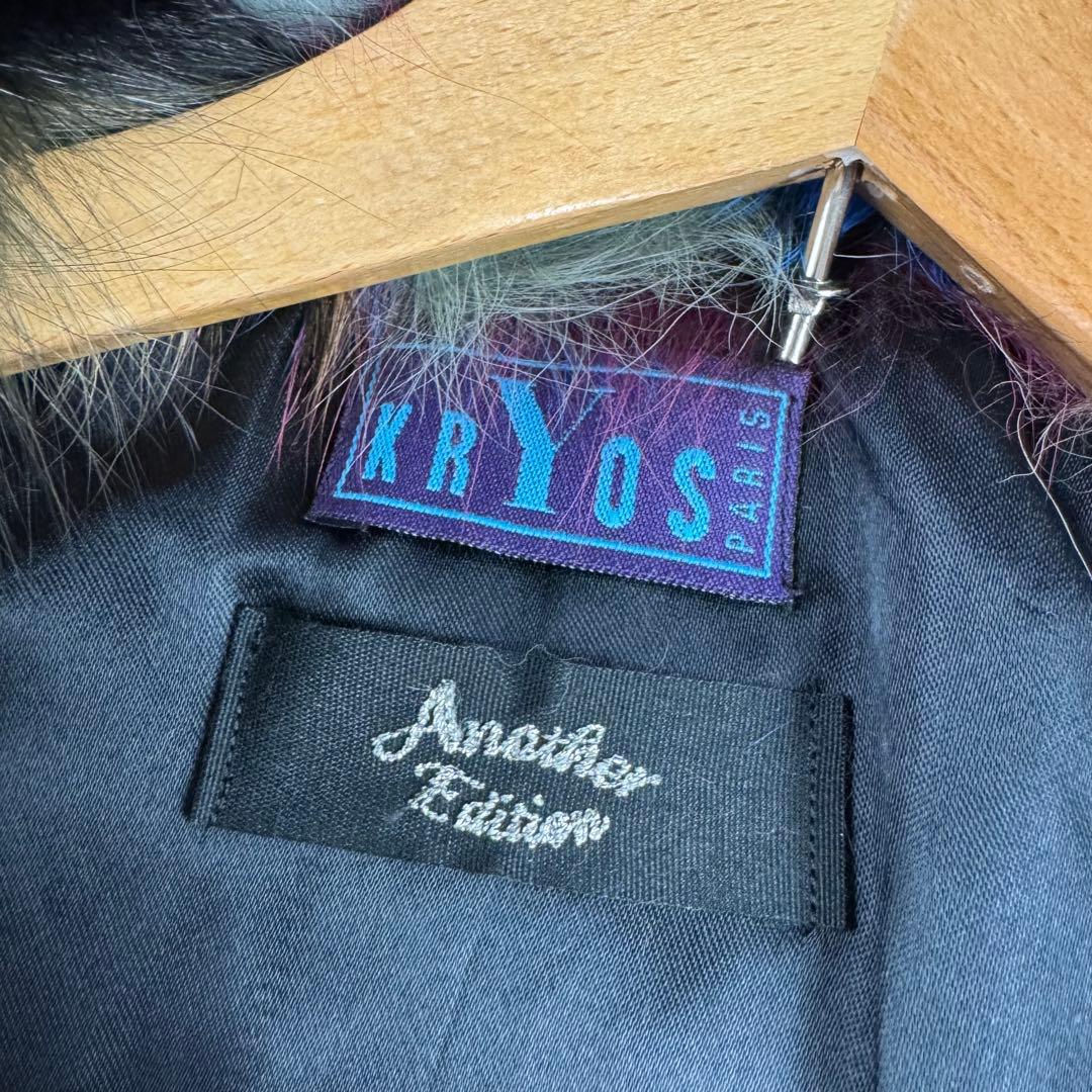 マルチカラー 染め フォックス ファーコート リアルファー 本毛皮 着丈 56