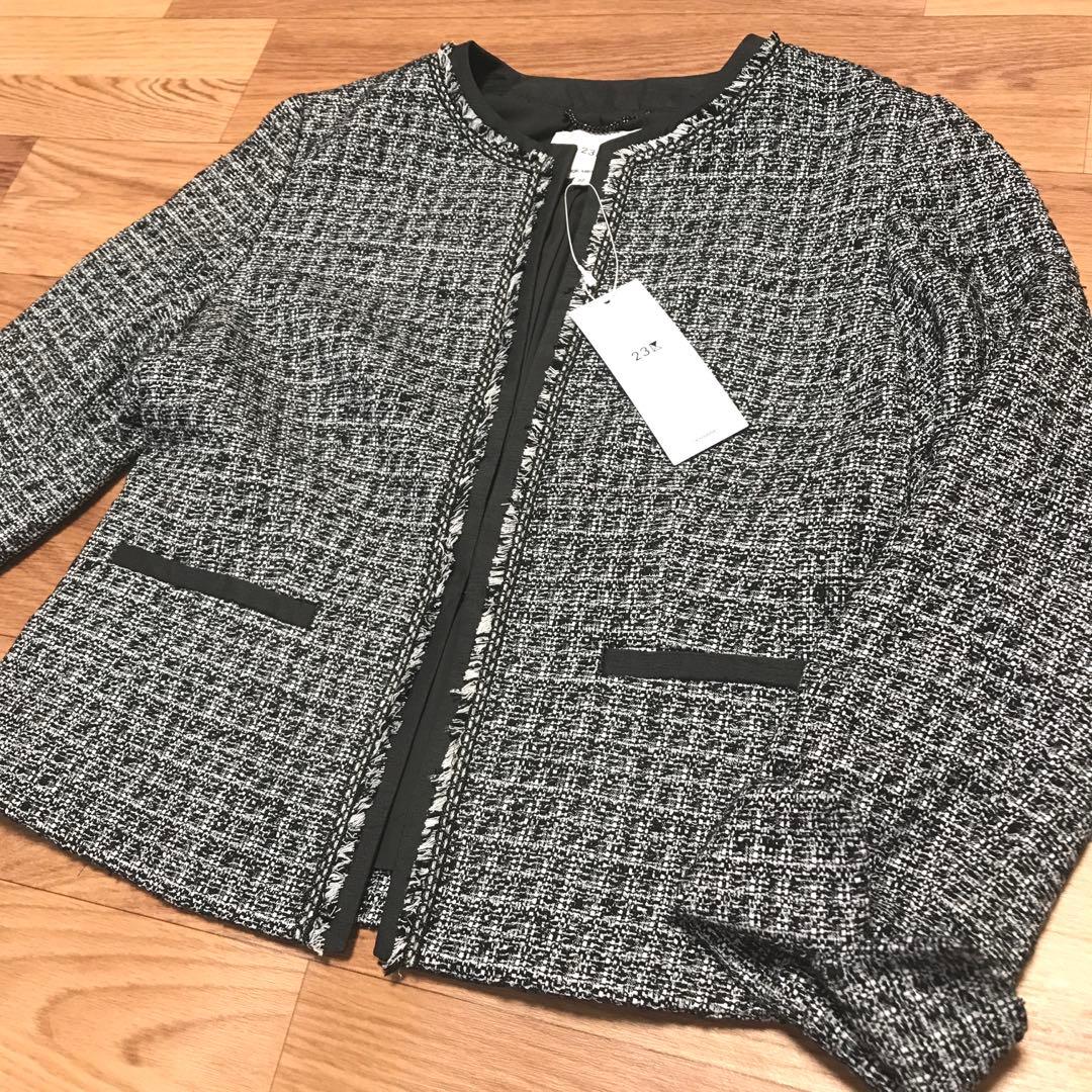 23区　新品タグ付き　2025年　32サイズ　定価42,900円　ツイード白黒銀