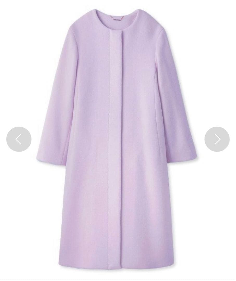 美品 セルフォード バックタック カシミヤ混ノーカラーコート ロング