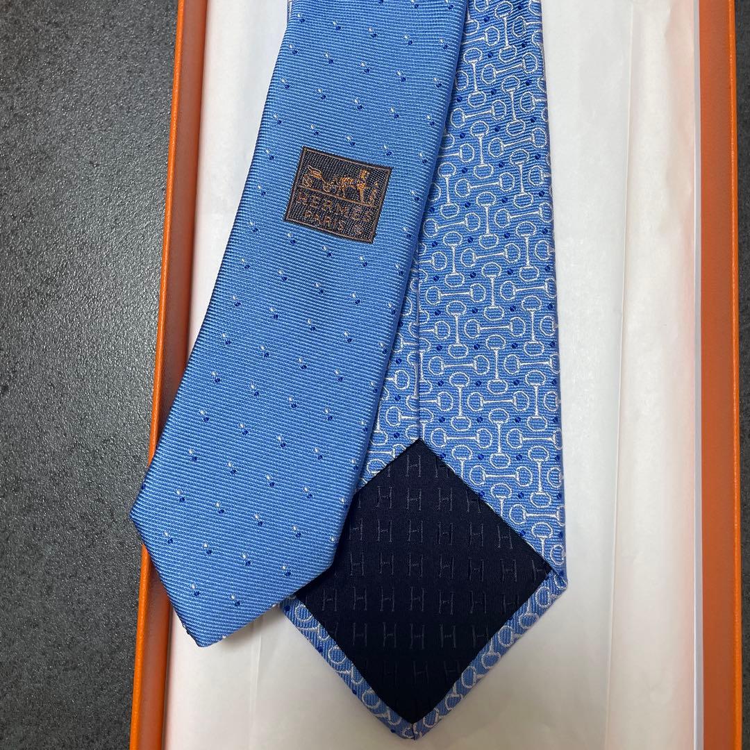 ❣️新品未使用タグ付❣️HERMES エルメス ネクタイ　ネイビー　ファソネ